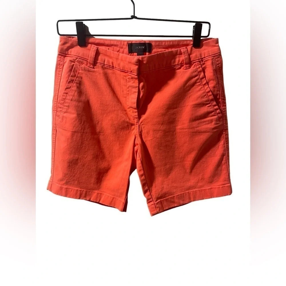 J Crew Chino Shorts Size 2, pretty coral orange color. Very good condition.